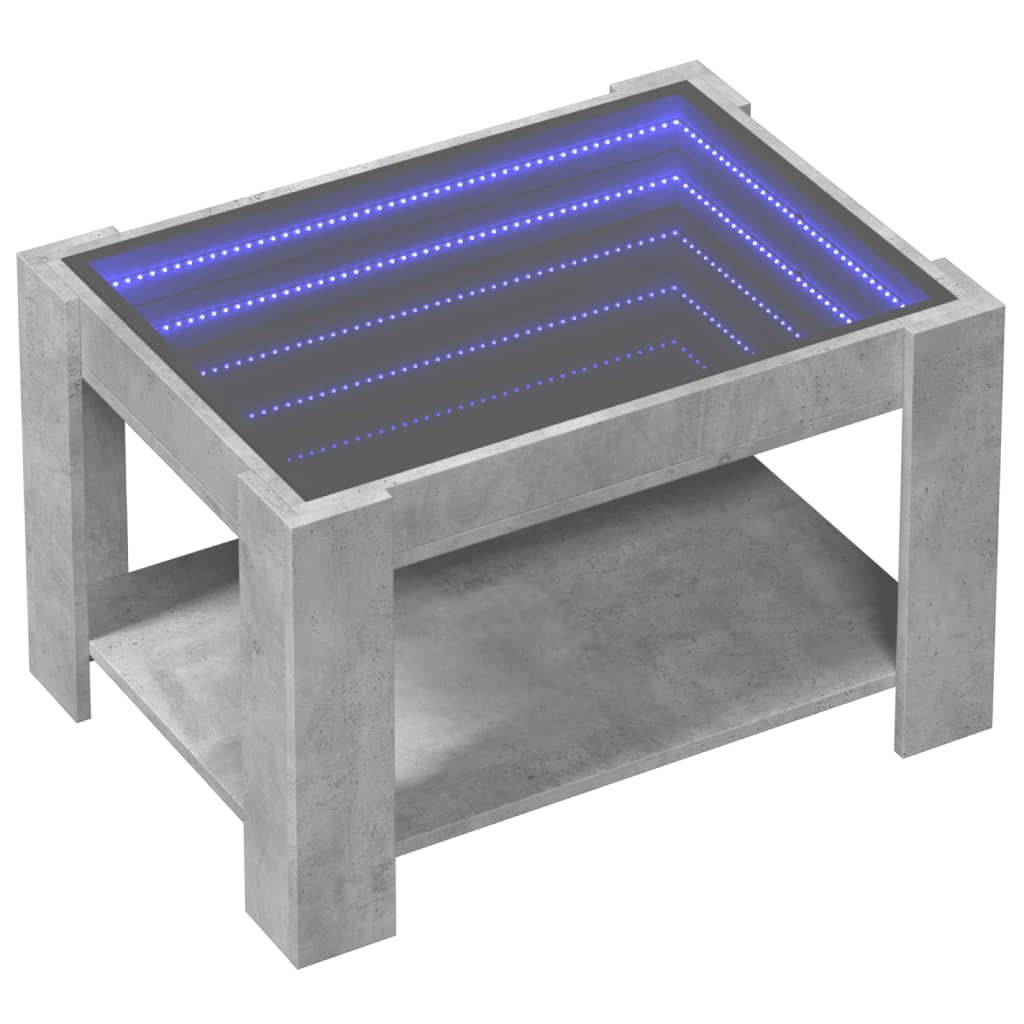 vidaXL Salontafel met LED 73x53x45 cm bewerkt hout betongrijs afbeelding