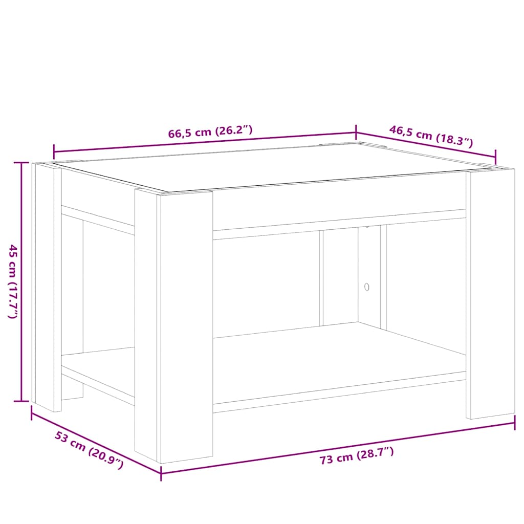 Konferenční stolek s LED šedý sonoma 73 x 53 x 45 cm kompozit - obrázek 13
