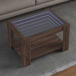 Konferenční stolek s LED hnědý dub 73x53x45 cm kompozitní dřevo - obrázek 1