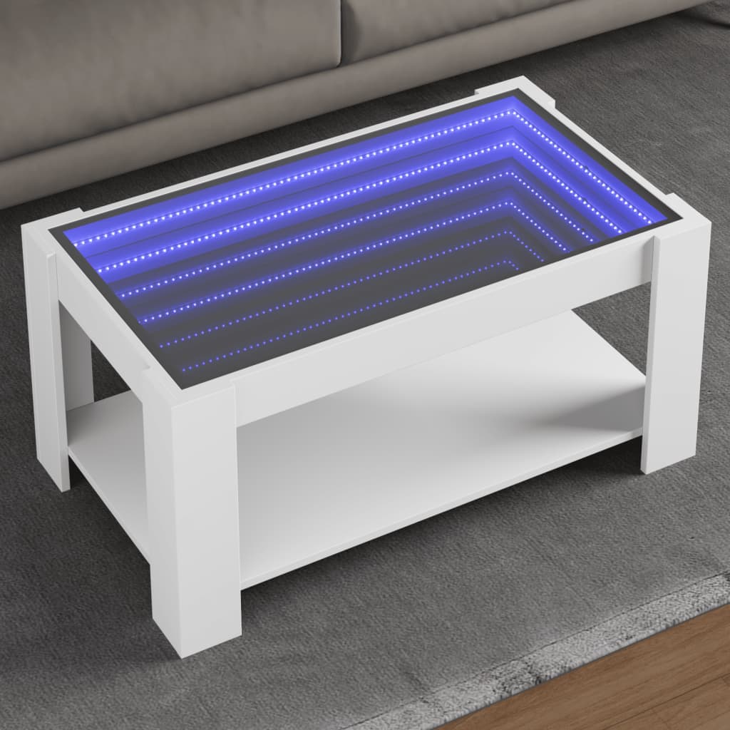 vidaXL LED-Couchtisch Weiß 93x53x45 cm Holzwerkstoff