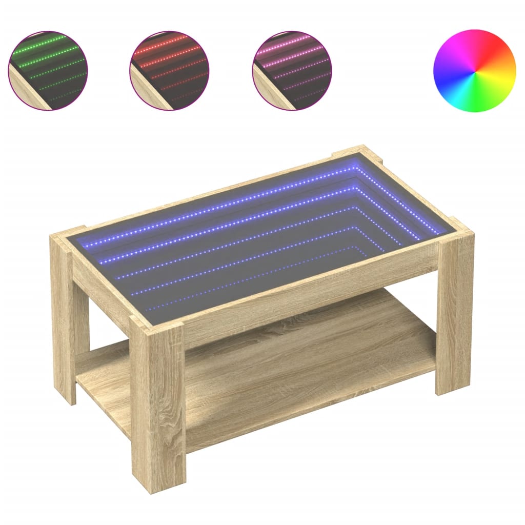 Thumbnail - vidaXL LED-Couchtisch Sonoma Eiche 93x53x45 cm Holzwerkstoff