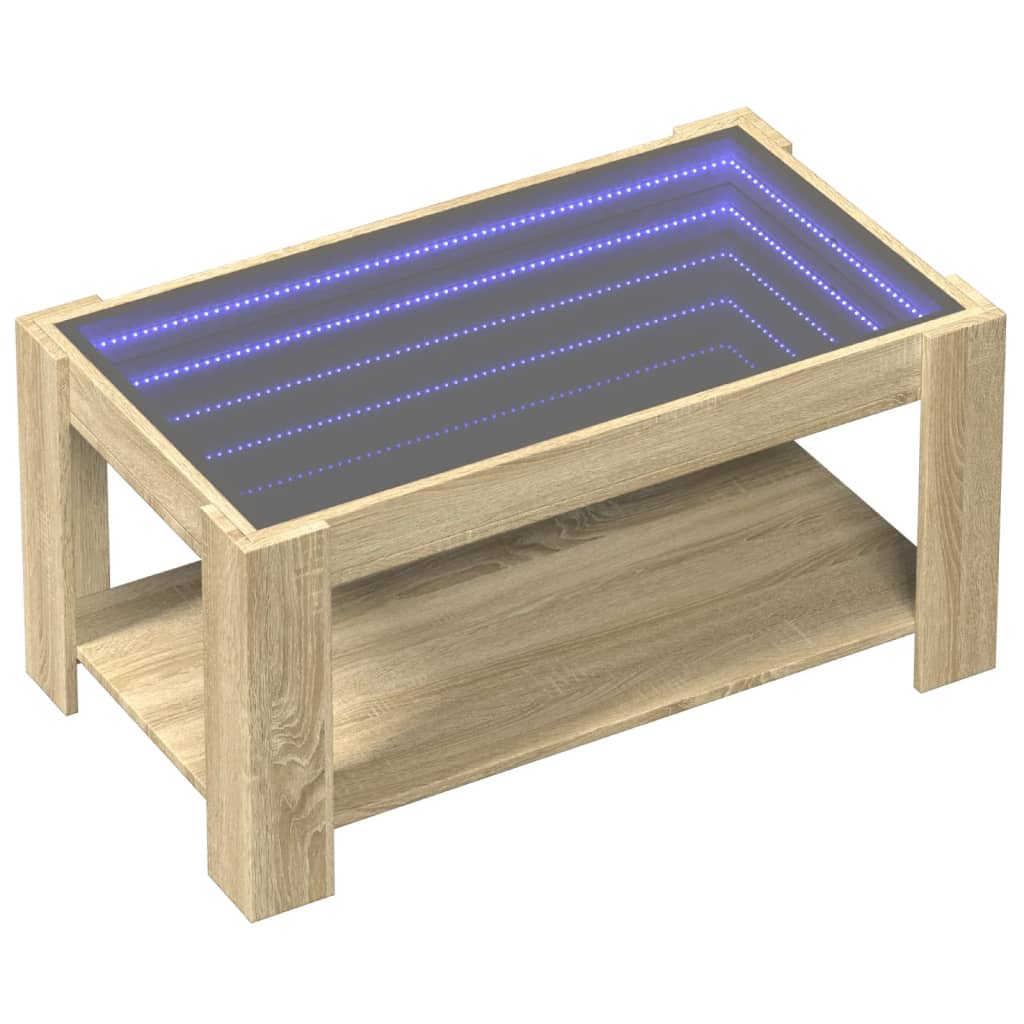 Thumbnail - vidaXL LED-Couchtisch Sonoma Eiche 93x53x45 cm Holzwerkstoff