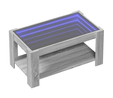vidaXL LED-Couchtisch Grau Sonoma 93x53x45 cm Holzwerkstoff