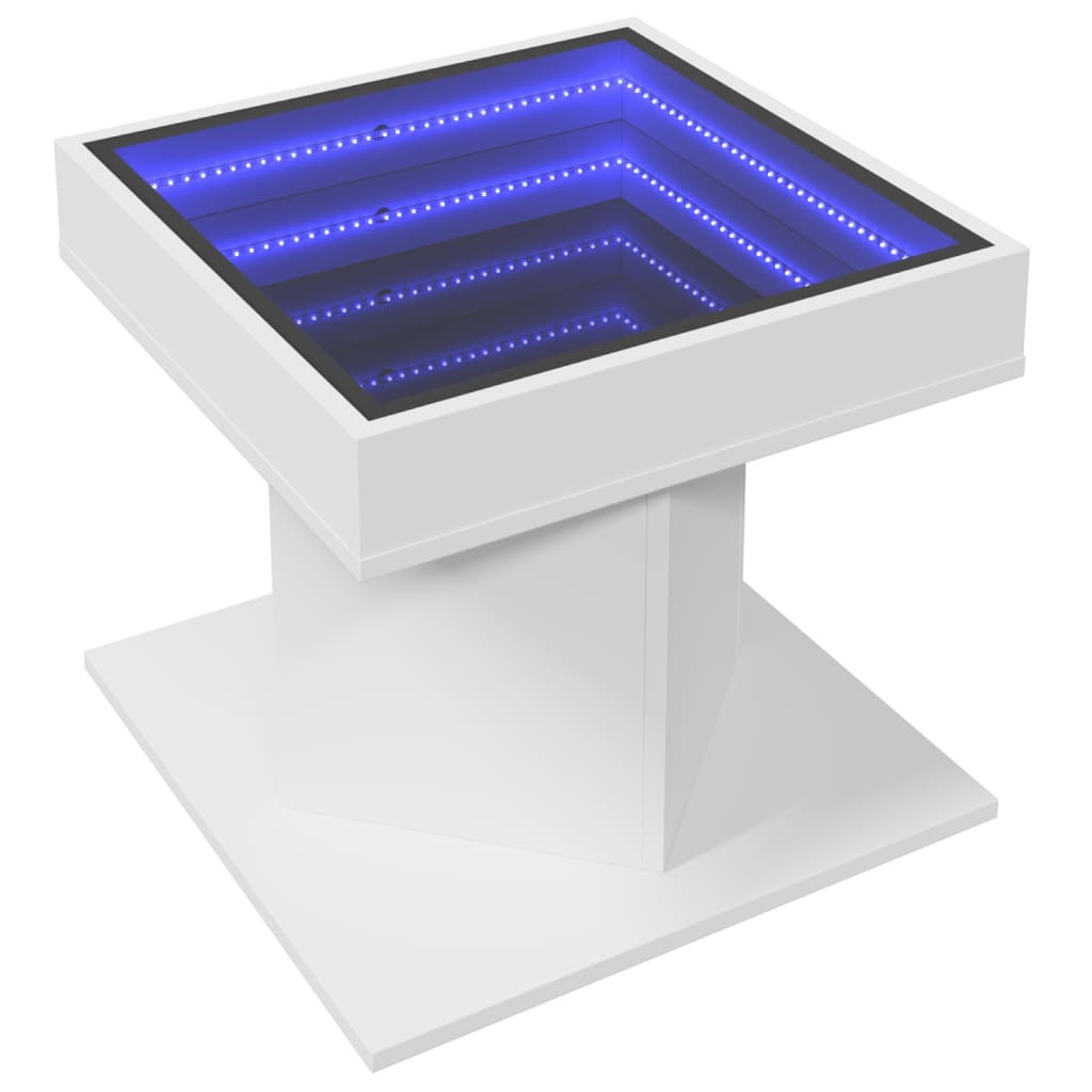 vidaXL Salontafel met LED 50x50x45 cm bewerkt hout wit afbeelding