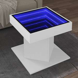 Konferenční stolek s LED bílý 50 x 50 x 45 cm kompozitní dřevo - obrázek 1