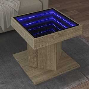 Konferenční stolek s LED dub sonoma 50 x 50 x 45 cm kompozit