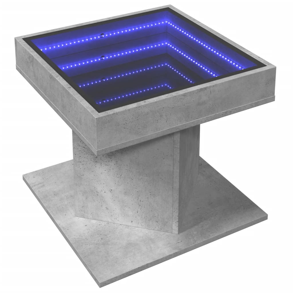 vidaXL Salontafel met LED 50x50x45 cm bewerkt hout betongrijs afbeelding