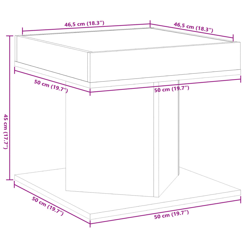 Klubska mizica LED betonsko siva 50x50x45 cm inženirski les - slika 13