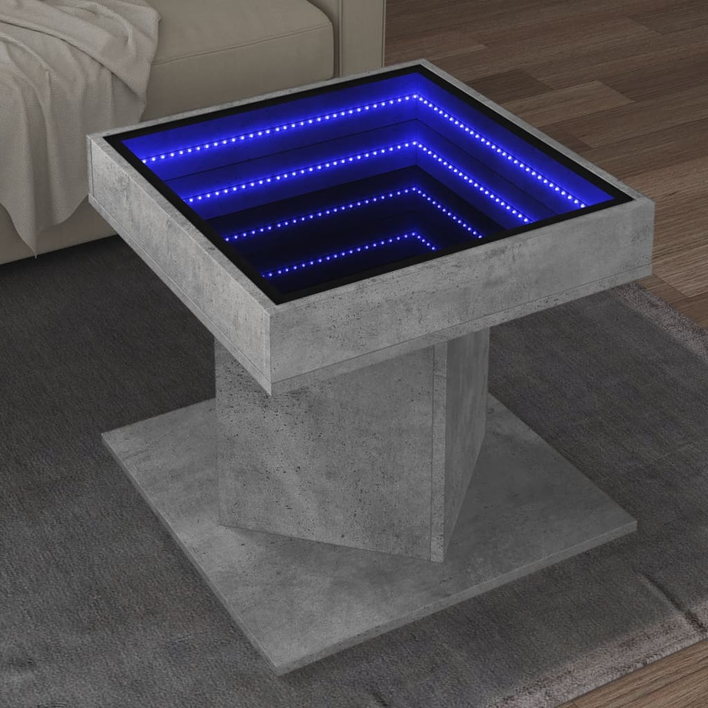 vidaXL LED-Couchtisch Betongrau 50x50x45 cm Holzwerkstoff