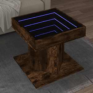 Konferenční stolek s LED kouřový dub 50 x 50 x 45 cm kompozit - obrázek 1