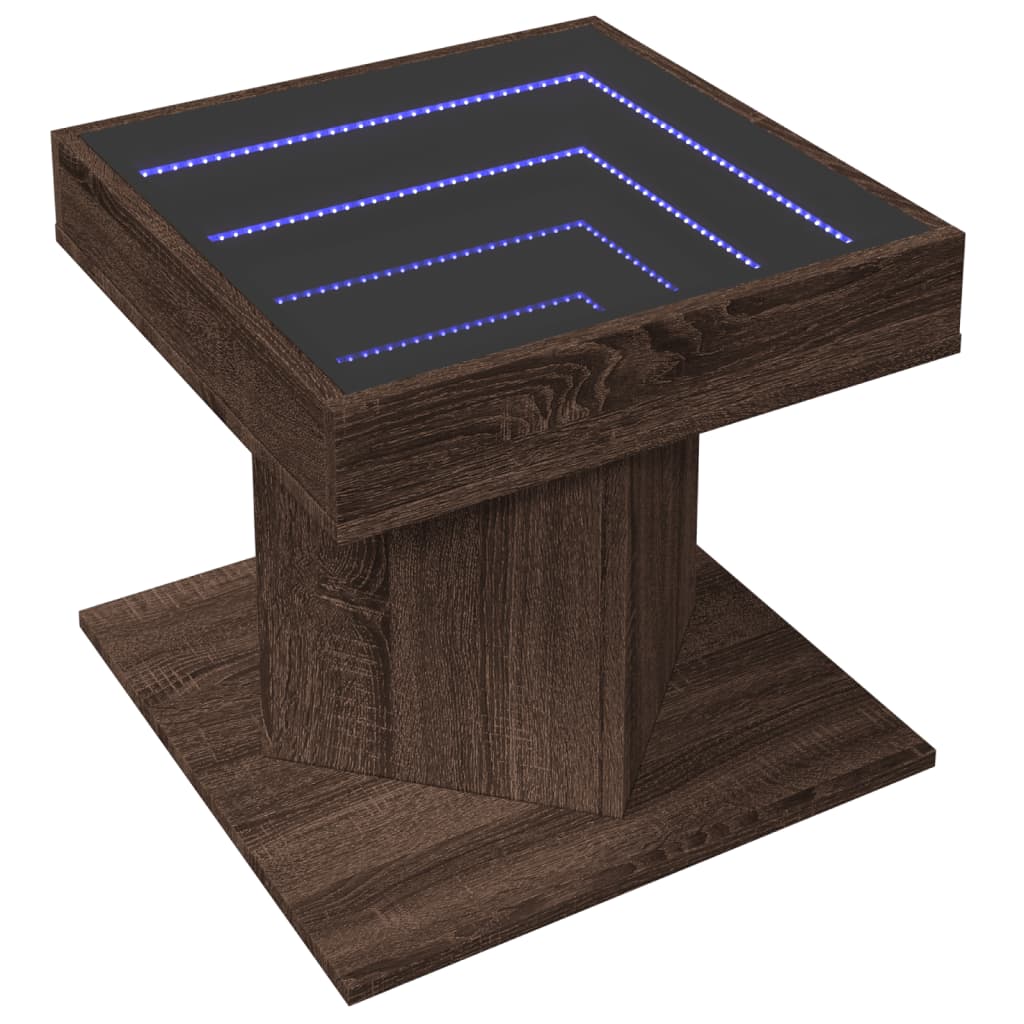 vidaXL Salontafel met LED 50x50x45 cm bewerkt hout bruin eikenkleurig afbeelding