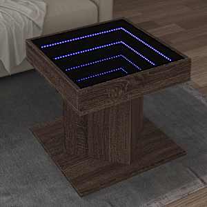 Konferenční stolek s LED hnědý dub 50x50x45 cm kompozitní dřevo - obrázek 1