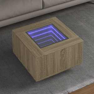 Konferenční stolek s LED dub sonoma 60 x 60 x 40 cm kompozit - obrázek 1