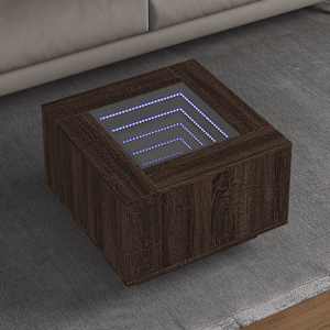 Konferenční stolek s LED hnědý dub 60x60x40 cm kompozitní dřevo - obrázek 1