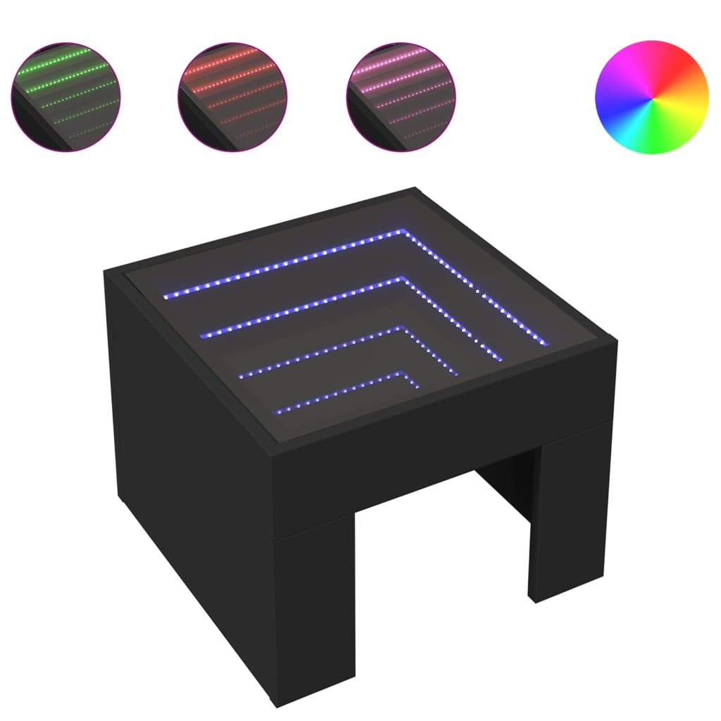 vidaXL Konferenční stolek s Infinity LED černý 40 x 40 x 30 cm