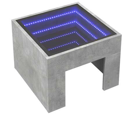 vidaXL Table basse avec LED infini gris b&eacute;ton 40x40x30 cm