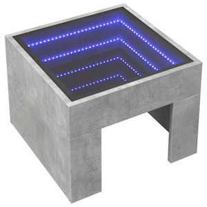 vidaXL Table basse avec LED infini gris b&eacute;ton 40x40x30 cm