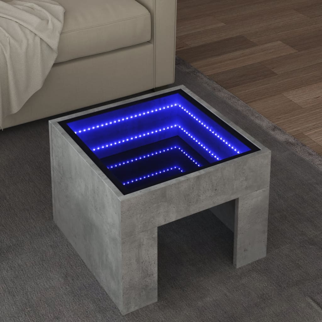 vidaXL Couchtisch mit Infinity-LED Betongrau 40x40x30 cm