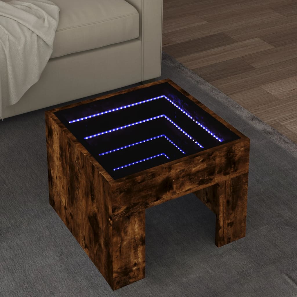 vidaXL Couchtisch mit Infinity-LED Räuchereiche 40x40x30 cm