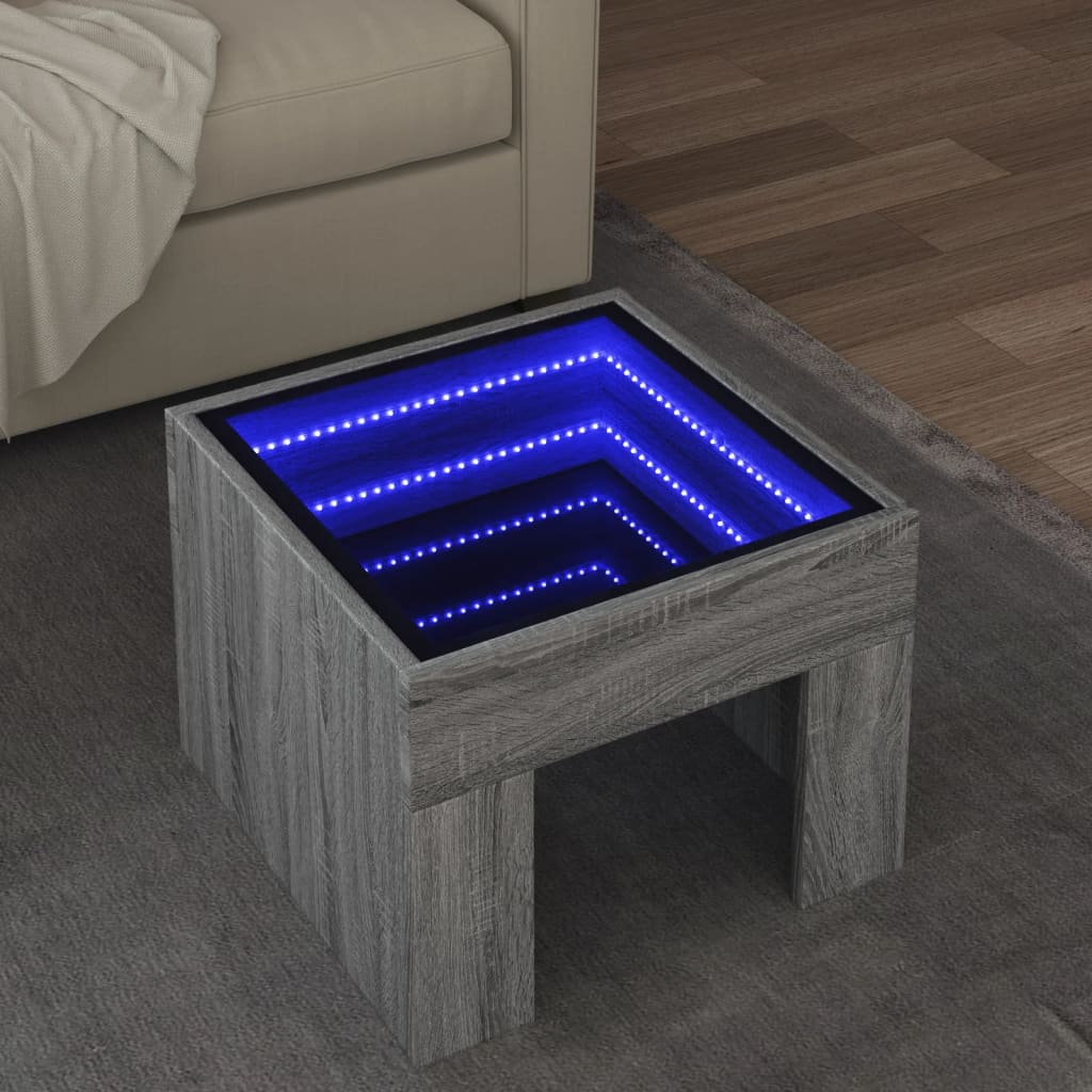 Couchtisch mit Infinity-LED Grau Sonoma 40x40x30 cm