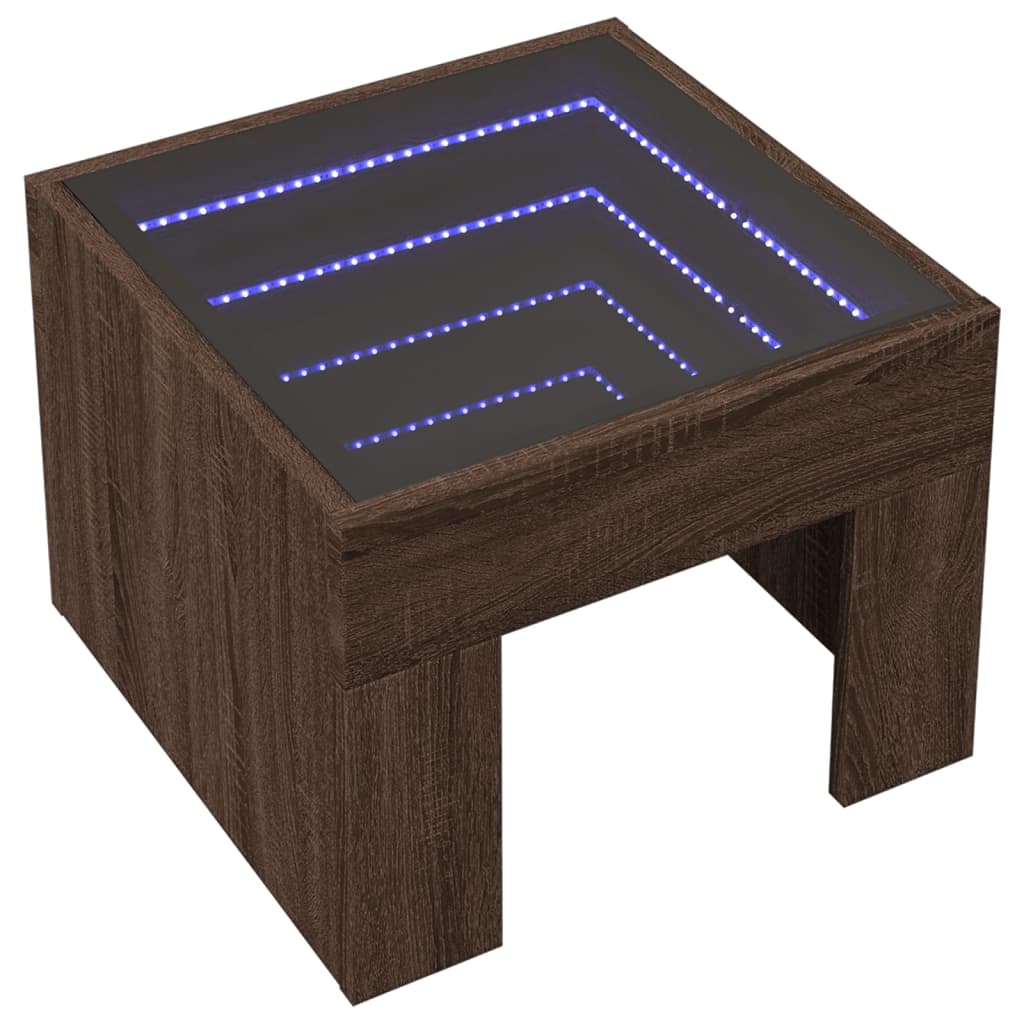 Thumbnail - vidaXL Couchtisch mit Infinity-LED Braun Eichen-Optik 40x40x30 cm