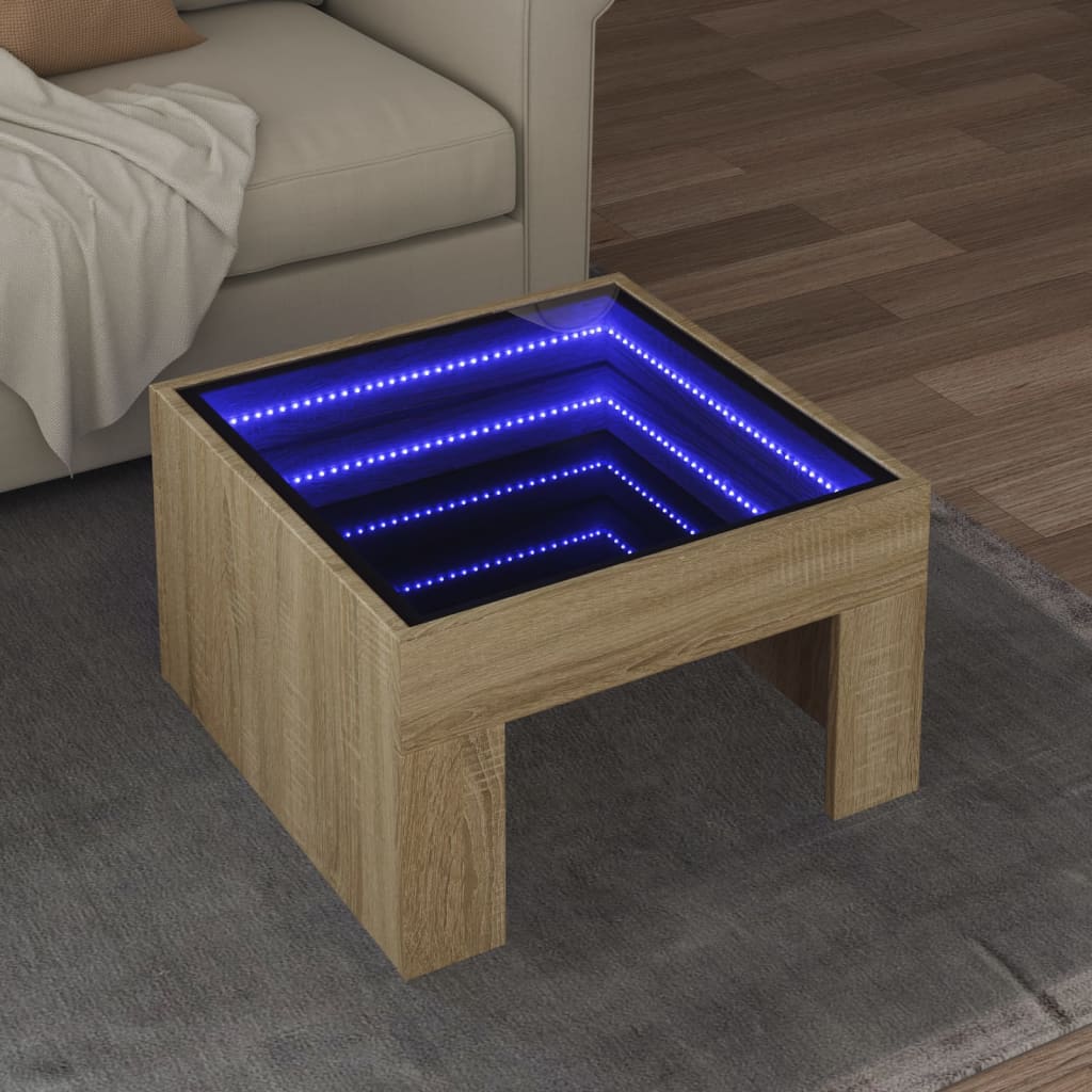 Couchtisch mit Infinity-LED Sonoma-Eiche 50x50x30 cm