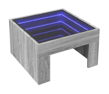 vidaXL Măsuță de cafea cu LED infinity, gri sonoma, 50x50x30 cm