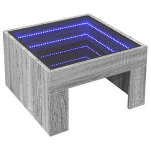 vidaXL Măsuță de cafea cu LED infinity, gri sonoma, 50x50x30 cm