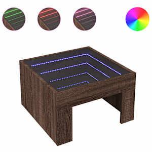 vidaXL kohvilaud LED-tuledega, pruun tamm, 50x50x30 cm