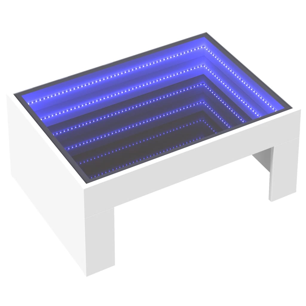 vidaXL Măsuță de cafea cu LED infinity, alb, 70x50x30 cm