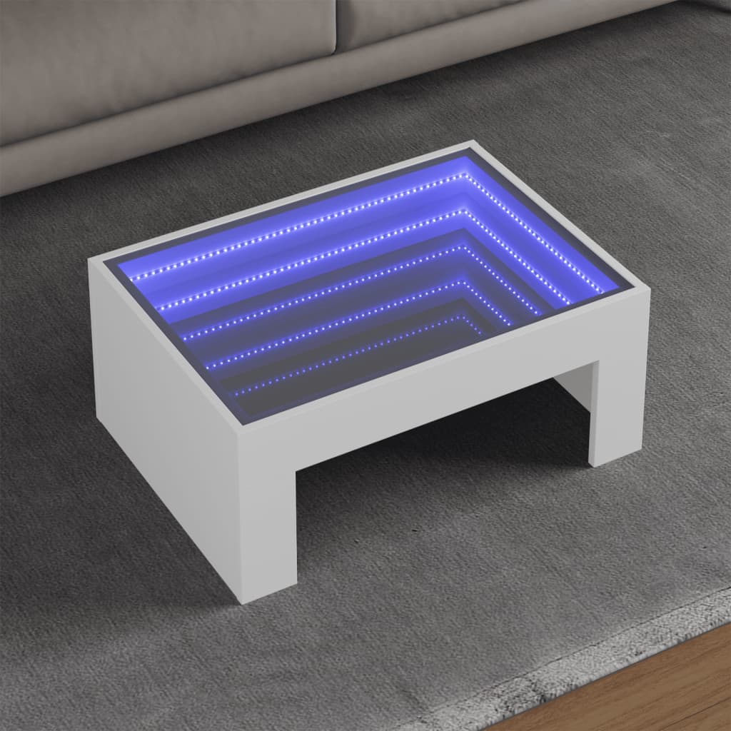 vidaXL Couchtisch mit Infinity-LED Weiß 70x50x30 cm