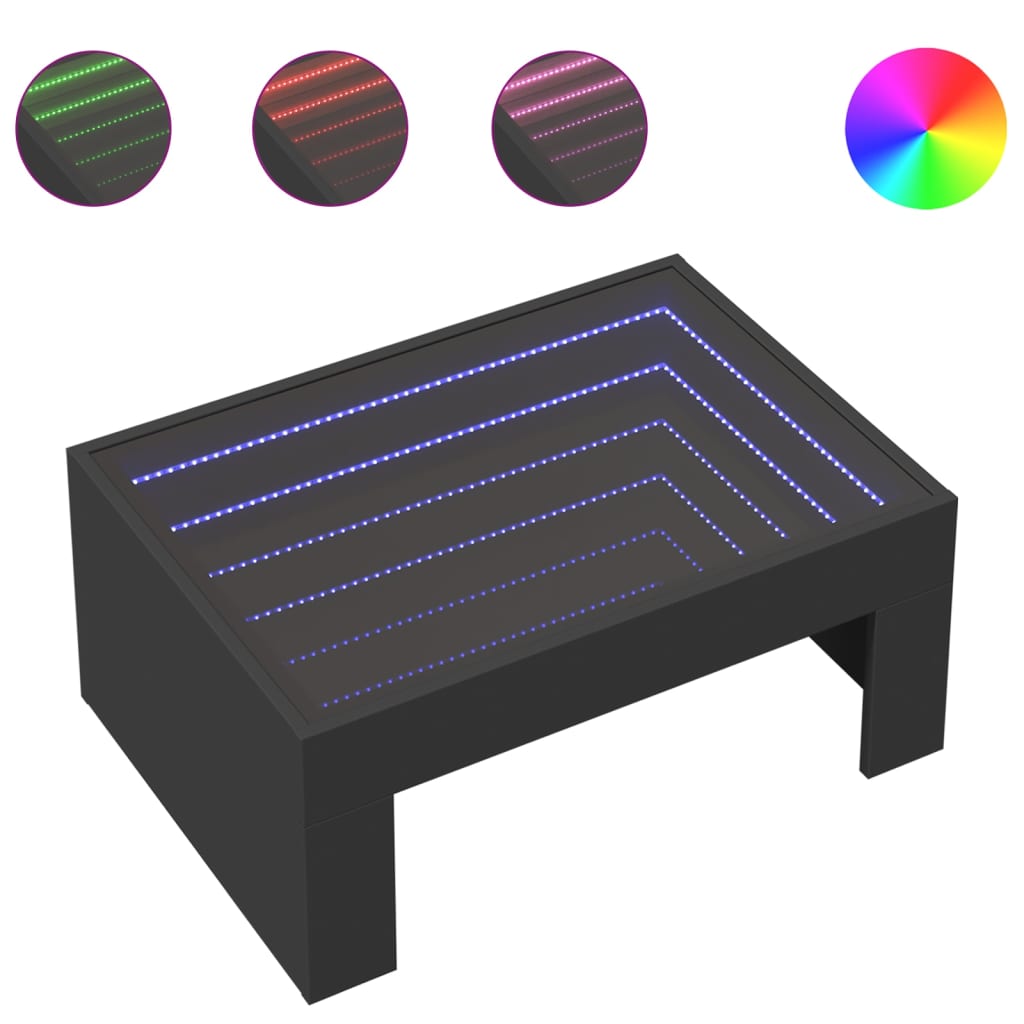 vidaXL Konferenční stolek s Infinity LED černý 70 x 50 x 30 cm
