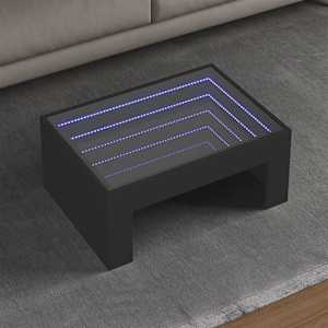 Konferenční stolek s Infinity LED černý 70 x 50 x 30 cm - obrázek 1
