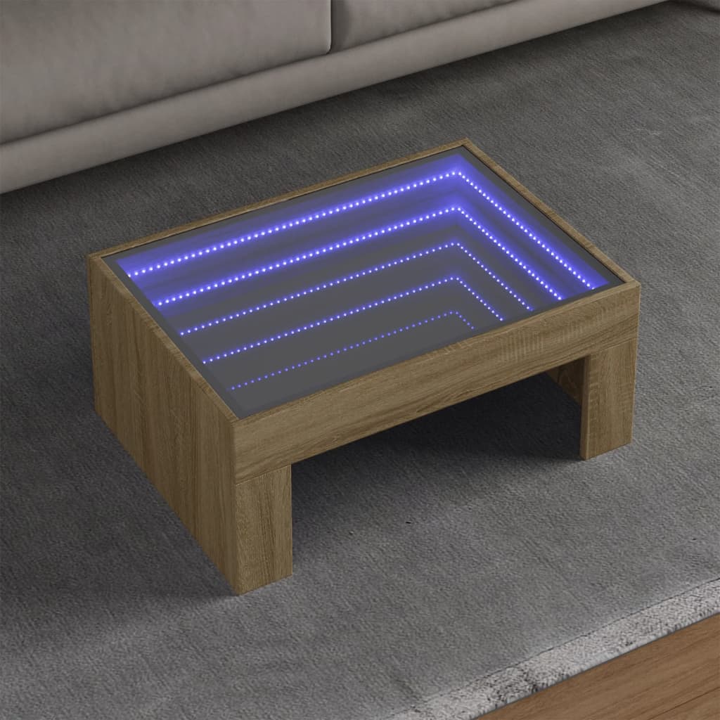 vidaXL Couchtisch mit Infinity-LED Sonoma-Eiche 70x50x30 cm