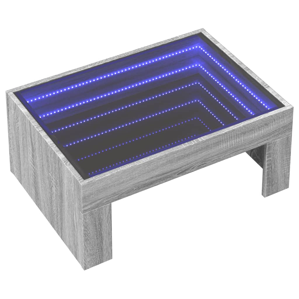 vidaXL Salontafel met Infinity LED 70x50x30 cm grijs sonoma eikenkleur afbeelding