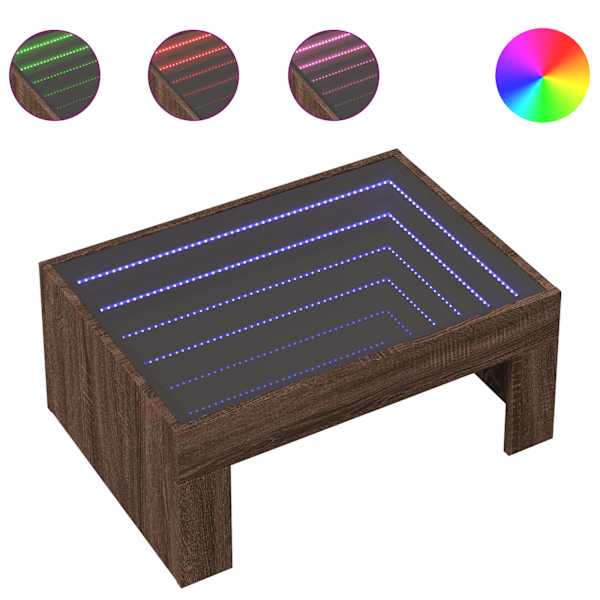 vidaXL kohvilaud LED-tuledega, pruun tamm, 70x50x30 cm