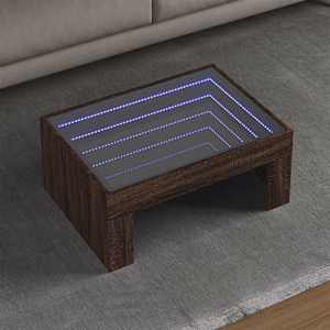 Konferenční stolek s Infinity LED hnědý dub 70 x 50 x 30 cm - obrázek 1