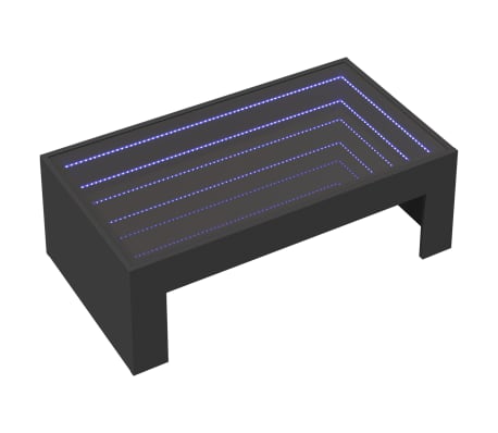 vidaXL Table basse avec LED infini noir 90x50x30 cm