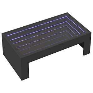 vidaXL Table basse avec LED infini noir 90x50x30 cm