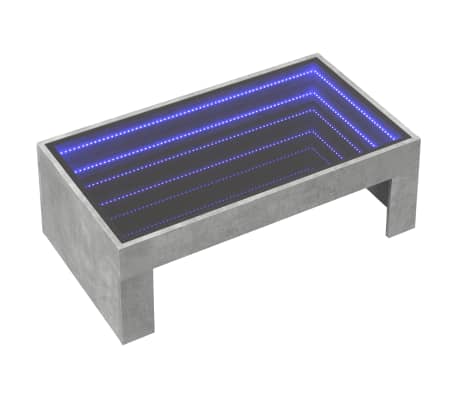 vidaXL Table basse avec LED infini gris b&eacute;ton 90x50x30 cm