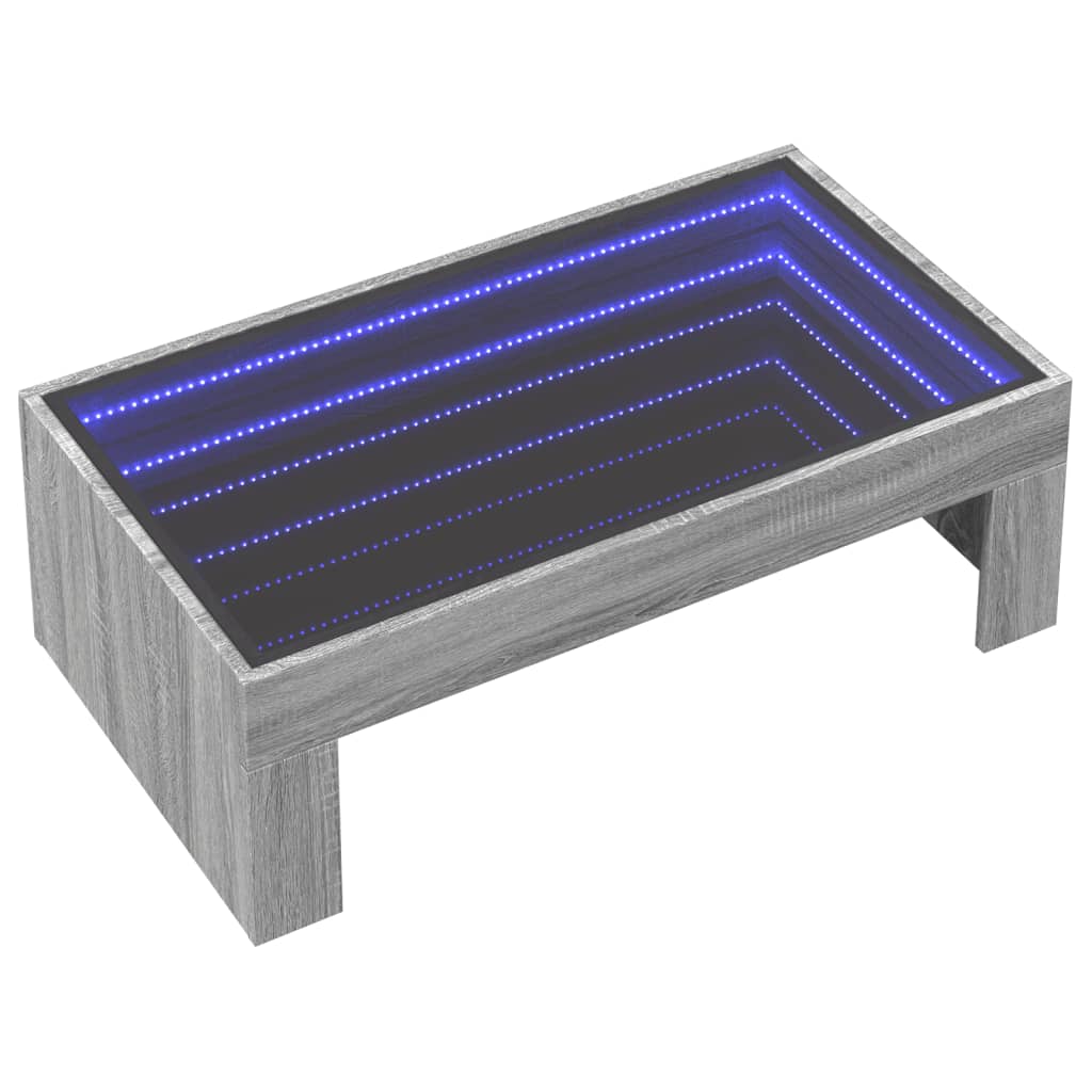 Thumbnail - vidaXL Couchtisch mit Infinity-LED Grau Sonoma 90x50x30 cm