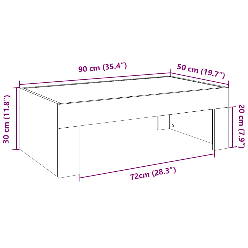Konferenční stolek s Infinity LED šedý sonoma 90 x 50 x 30 cm - obrázek 13