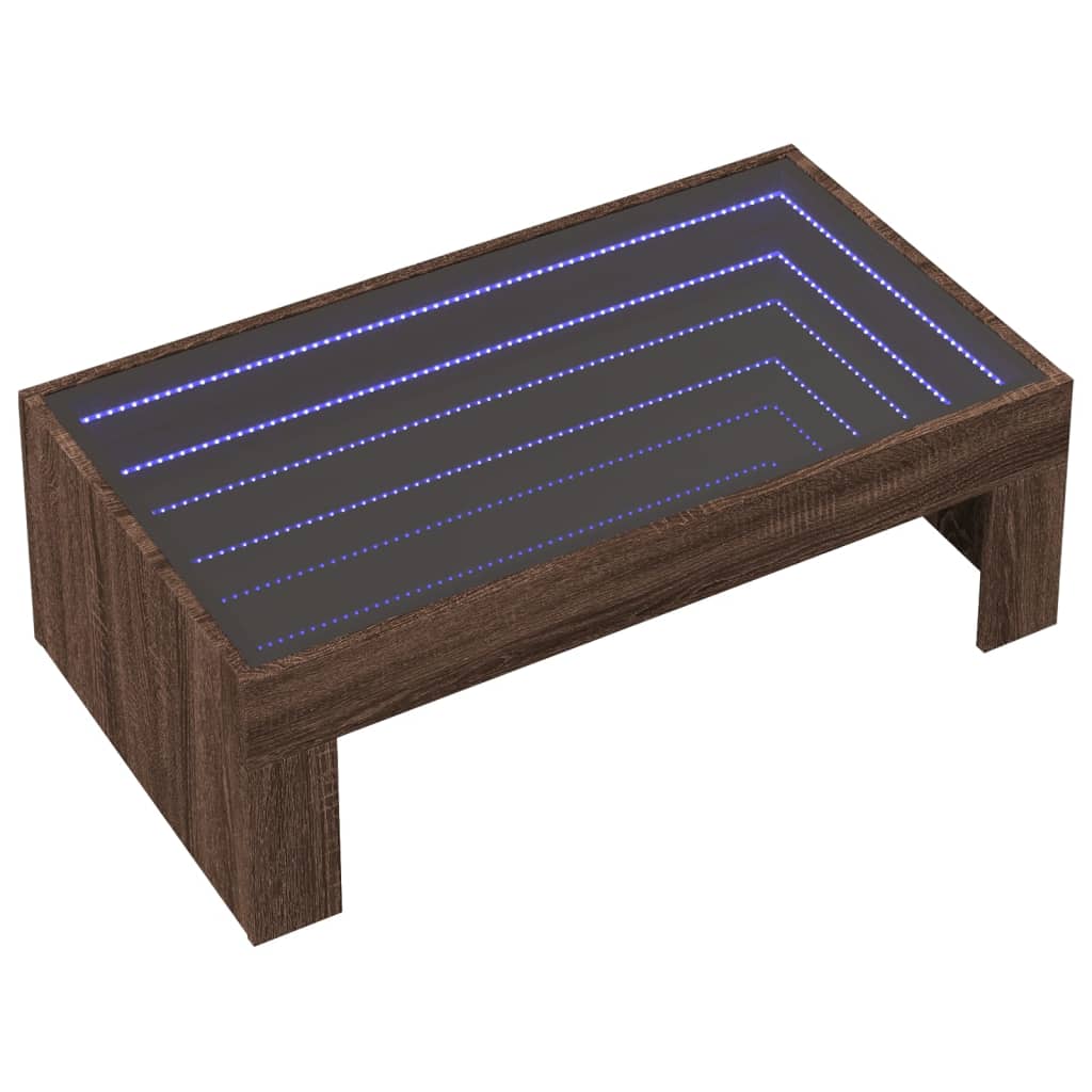 vidaXL Salontafel met Infinity LED 90x50x30 cm bruin eikenkleurig afbeelding