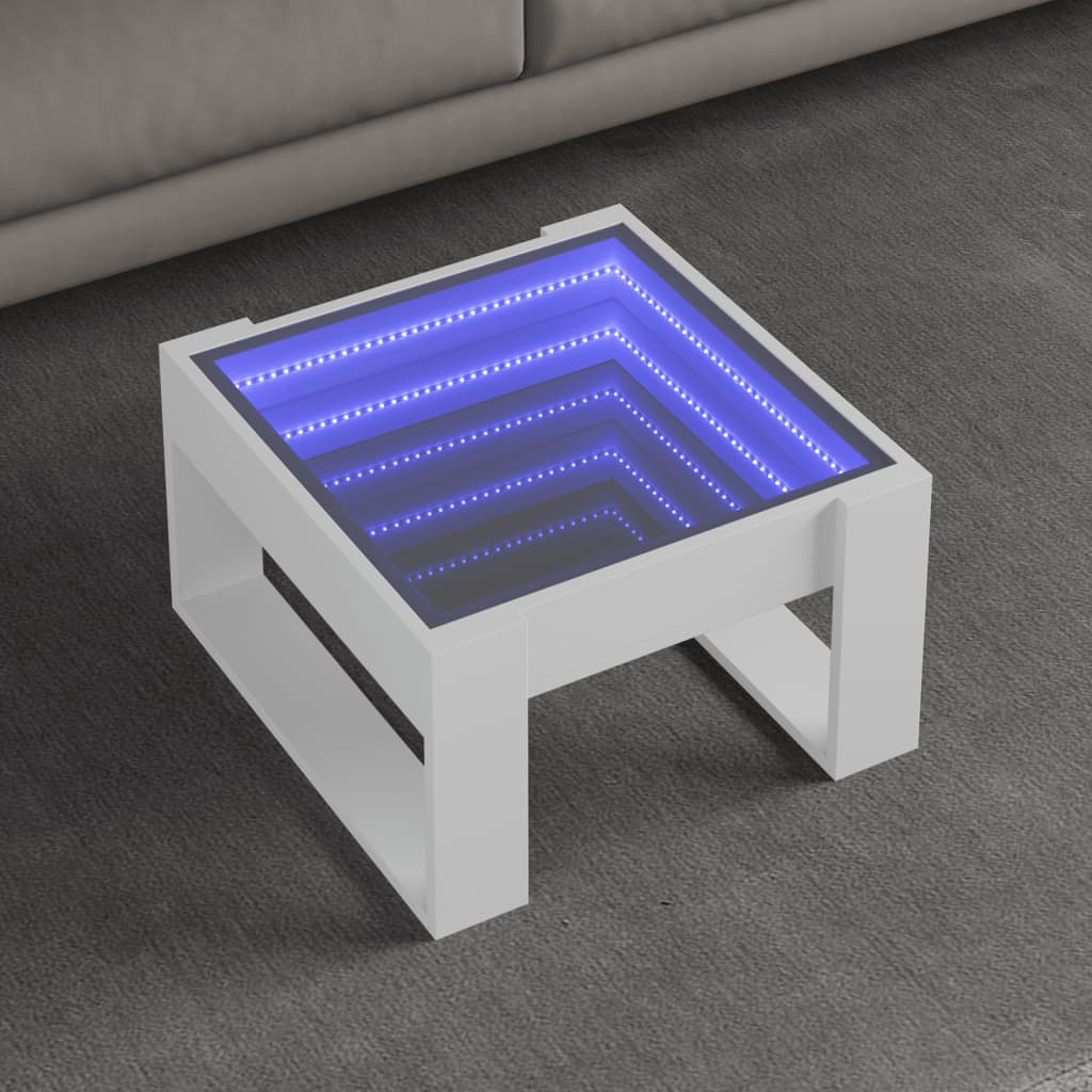 vidaXL Couchtisch mit Infinity-LED Weiß 50x53x30 cm