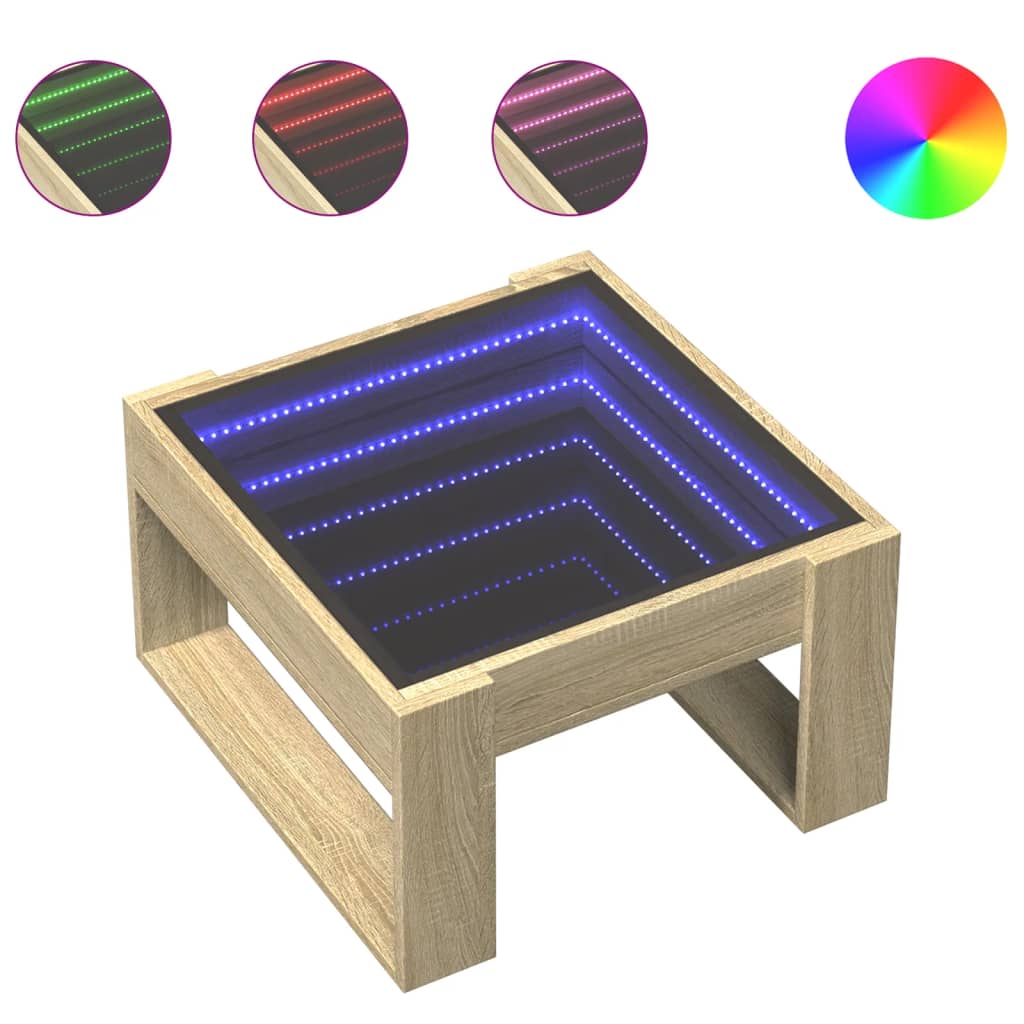 vidaXL Konferenční stolek s Infinity LED dub sonoma 50 x 53 x 30 cm