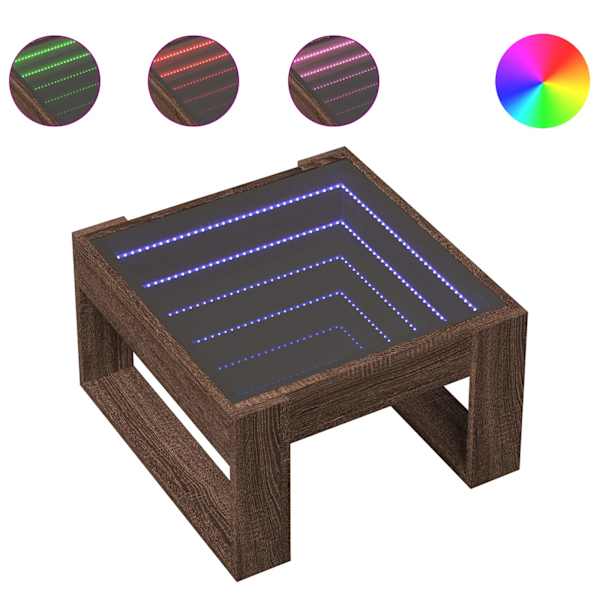 vidaXL kohvilaud LED-tuledega, pruun tamm, 50x53x30 cm
