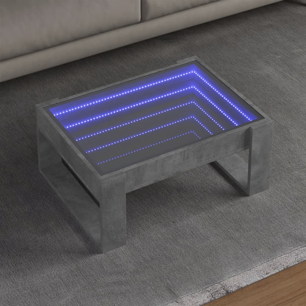 vidaXL Couchtisch mit Infinity-LED Betongrau 70x53x30 cm