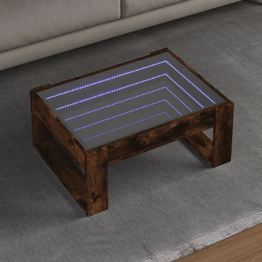 vidaXL Couchtisch mit Infinity-LED Räuchereiche 70x53x30 cm