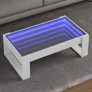 Klubska mizica z neskončnimi LED bela 90x53x30 cm