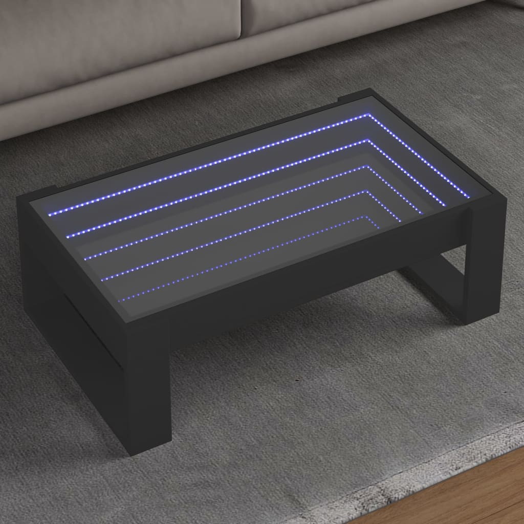 Couchtisch mit Infinity-LED Schwarz 90x53x30 cm